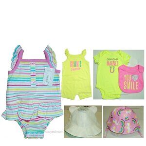 Romper Unicorn Sun Hat Bib Bodysuit Grandma Grams Summer Outfit Lot